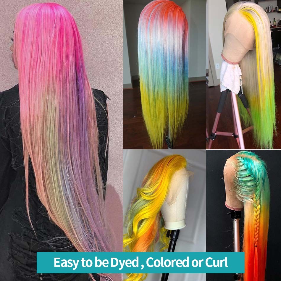 Platinum blonde Long Wavy HD Lace Front Wig Synthetic Hair Heat Resistant