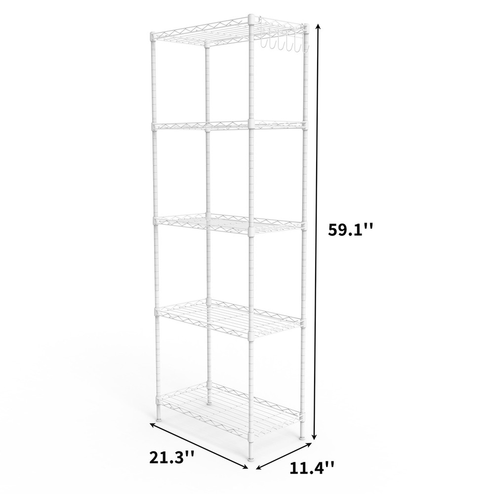 5-layer display rack with adjustable layer spacing iron 54*29*150cm matte white