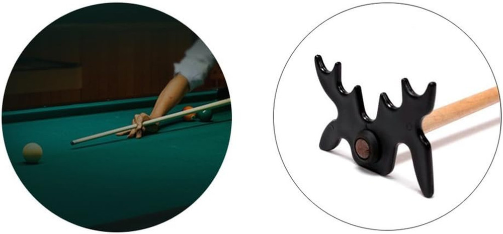 2Pcs Black Plastic Moosehead Pool Billiard Cue Bridge Head