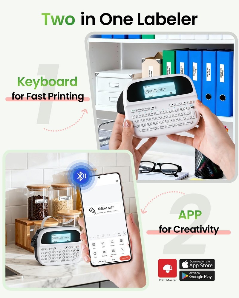 Label Maker Machine with-Tape, Rechargeable Backlit Portable Label Maker, Handhe