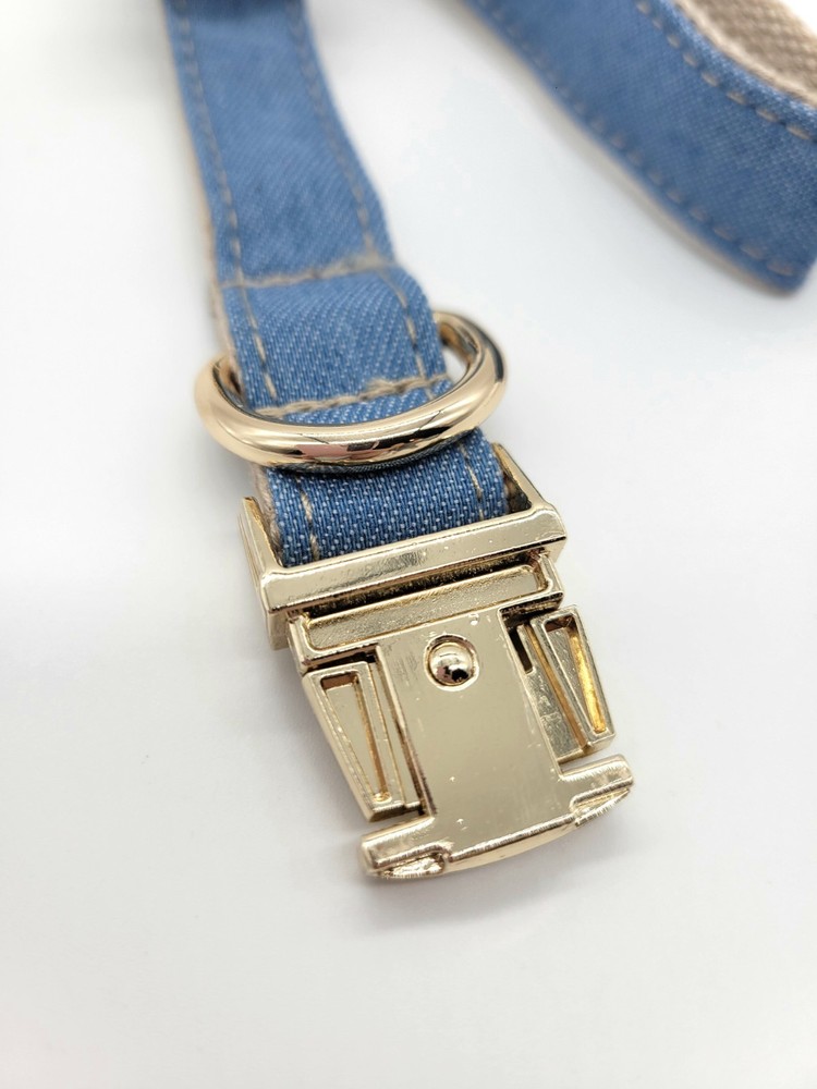 Luxury Denim Collar And Leash Set NEW