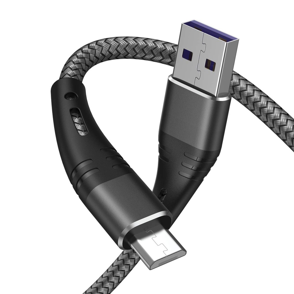 Micro USB Cable 10ft Android Phone Charger 2-Pack Extra Long 10foot, silver