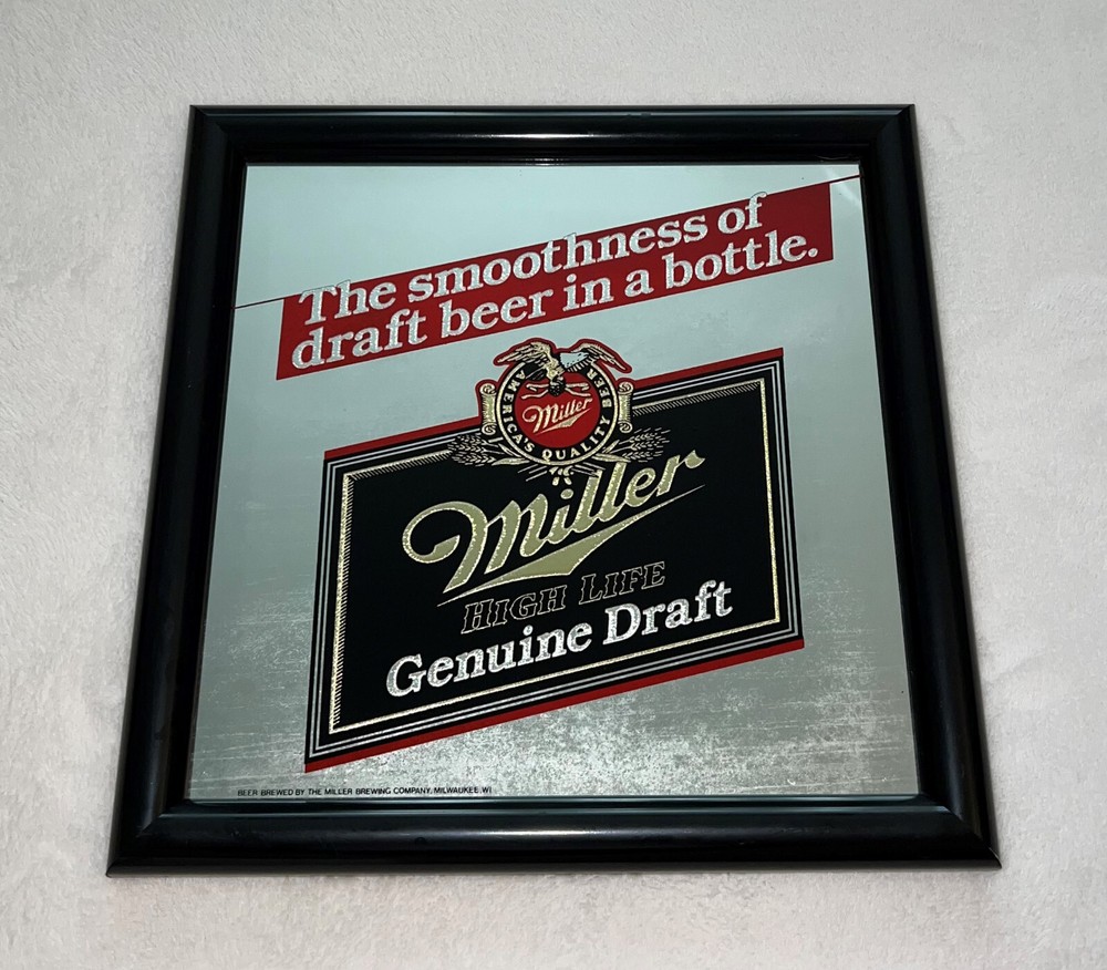 Vintage Miller High Life Genuine Draft Beer Mirror