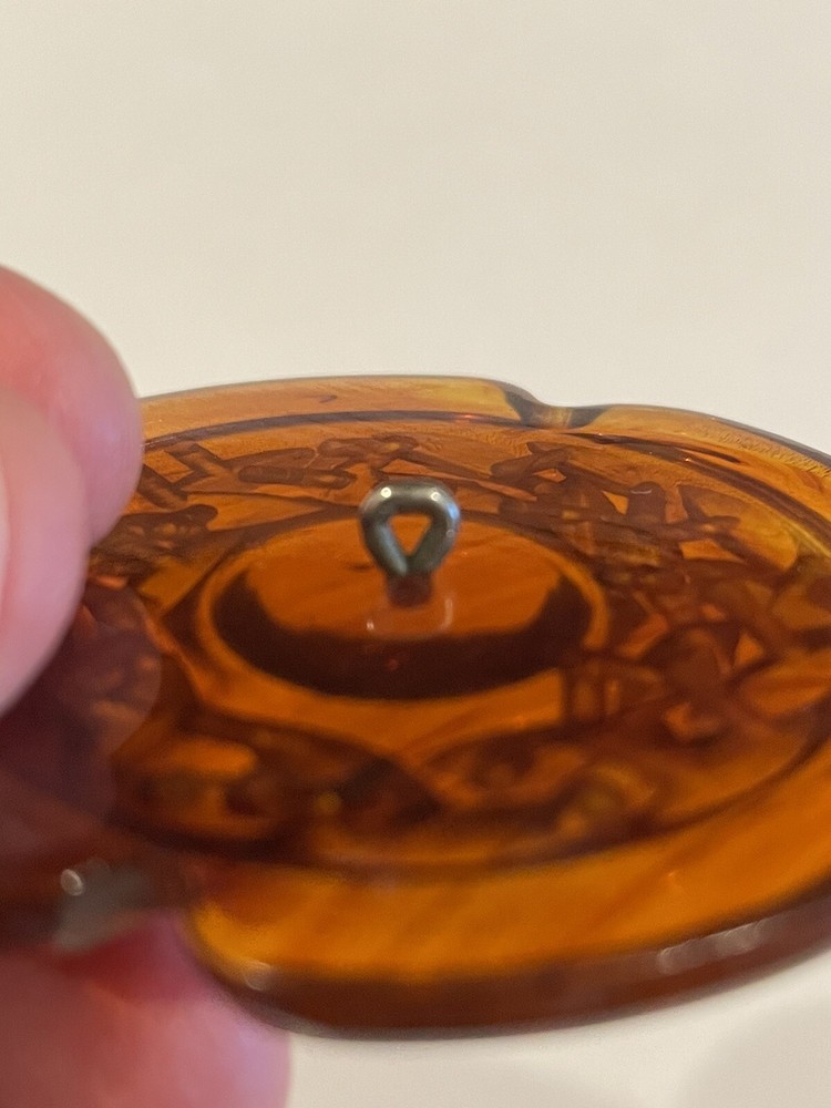 Vintage Tested Root Beer Bakelite Carved Flower Button 2”