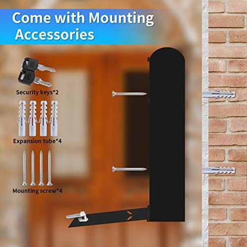 Wall Mount Mailboxes, Rust Resistant Locking Wall Mailbox for Outside, Black