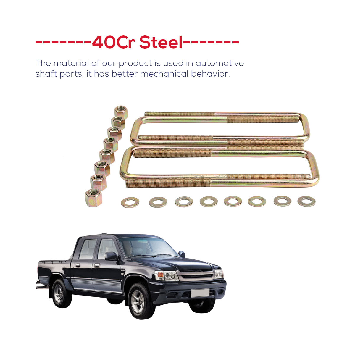 11.5" Square U Bolts Extra Long 2.5" wide 9/16" Ubolt w Hardware for GMC Chevy