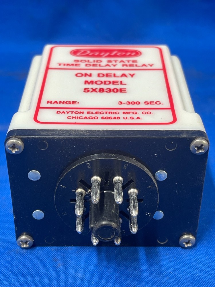 DAYTON SOLID STATE TIME DELAY RELAY 5X830E 3-300 SECOND OCTAL 8 PIN BASE USA