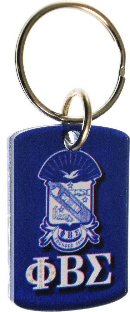 Phi Beta/&Beta; Sigma Pattern Backed Dog Tag Key Chain [Blue - 2"]
