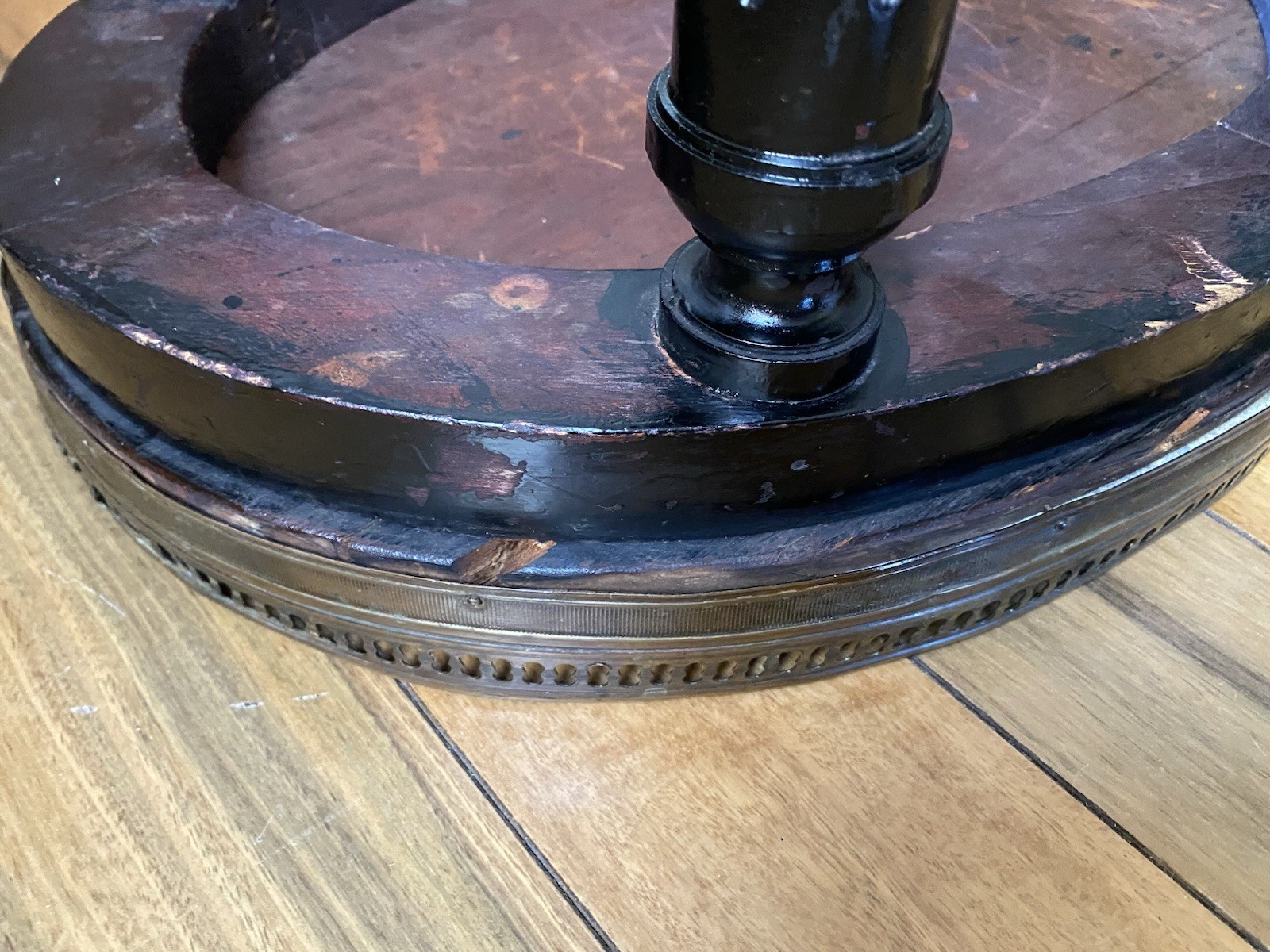 FRENCH Louis XVI Style Small Bouillotte Marble Top And Brass Edge Side Table