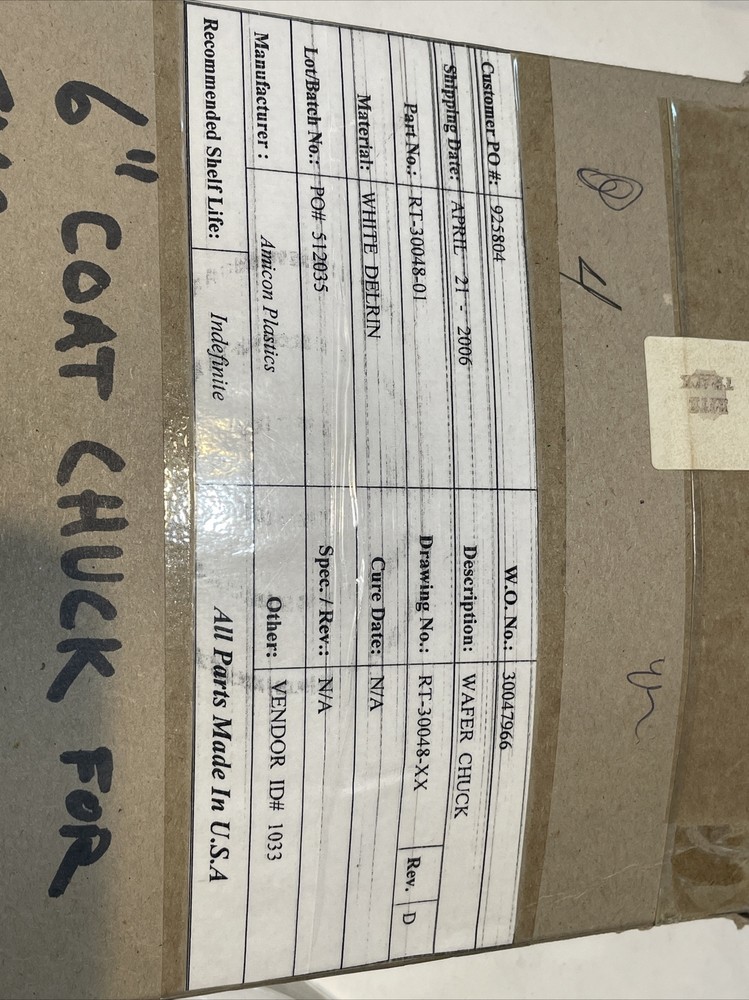 SVG Spin Chuck Assembly 6”.  RT-30048-01