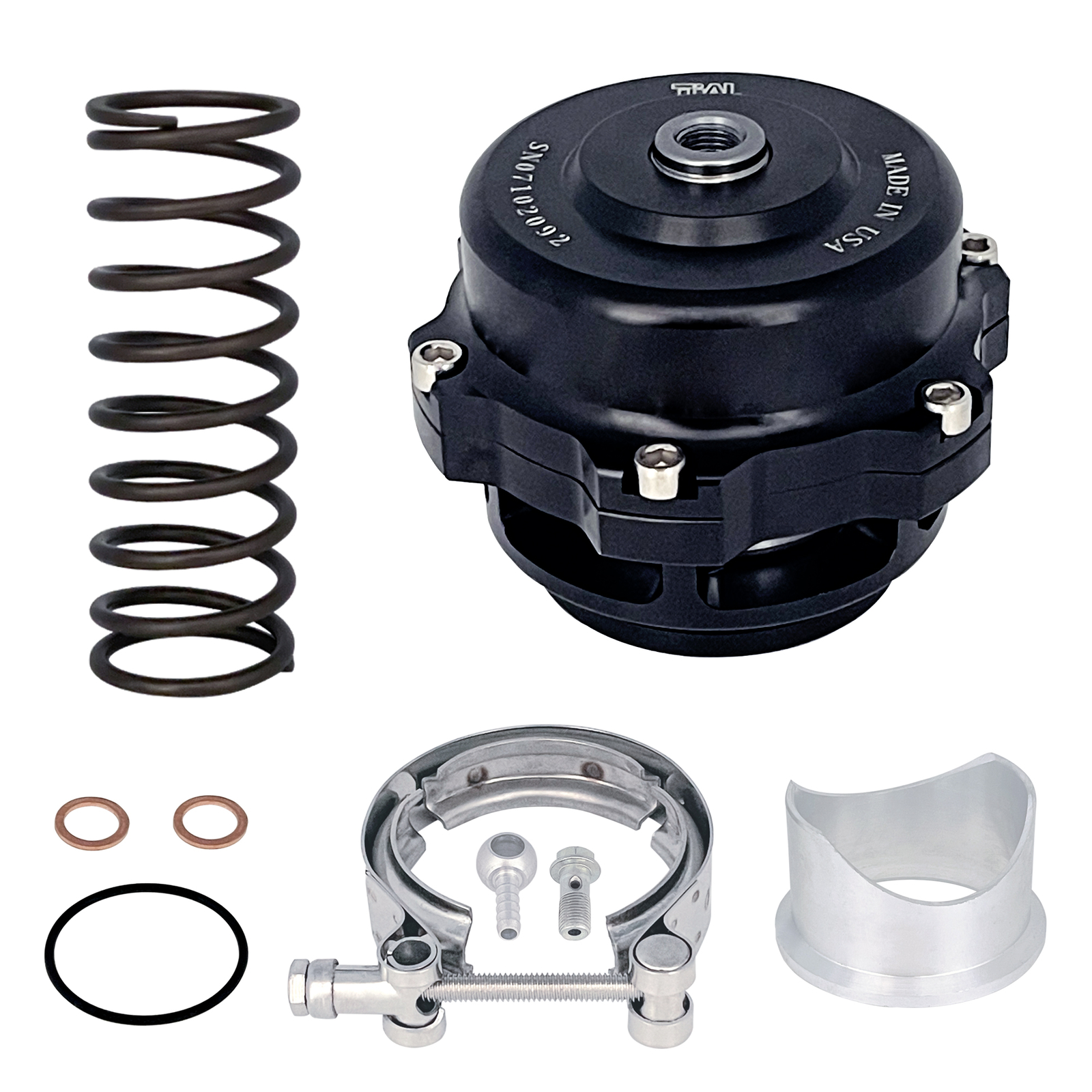 Black Universal 50mm BOV Blow Off Valve Q Typer With Tial Logo V-Band Flange