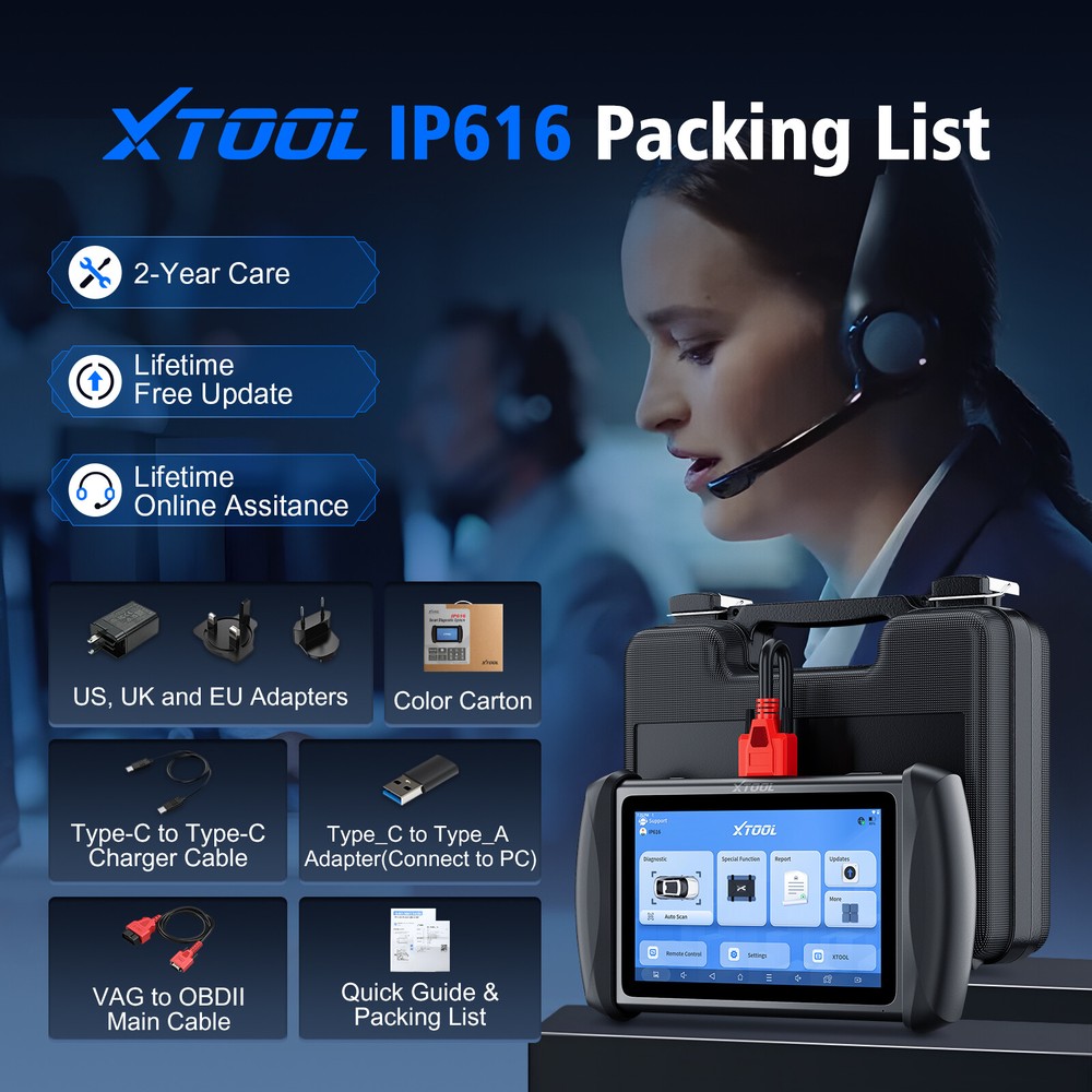 2026 XTOOL IP616 Key Programmer OBD2 Scanner Full System Diagnostic Tool CAN FD