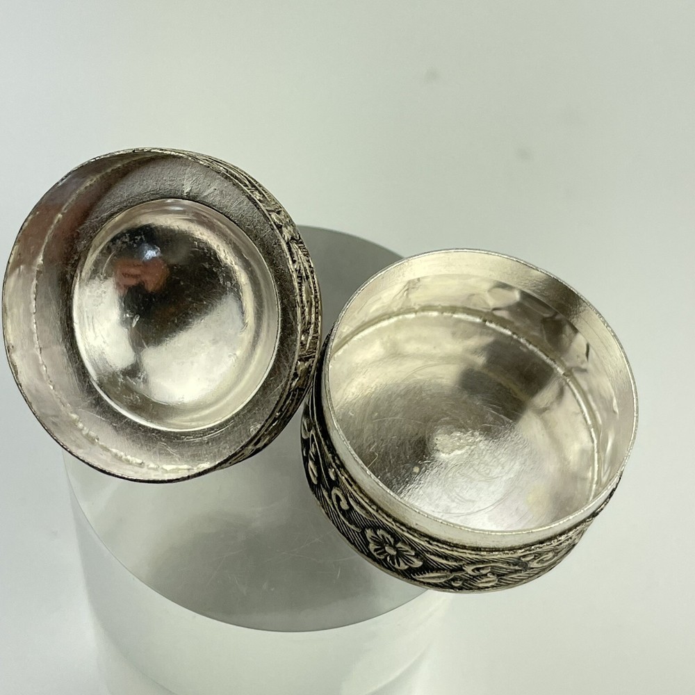 Vintage Solid 800 Silver Indian / Middle Eastern Round Box 3.5cm