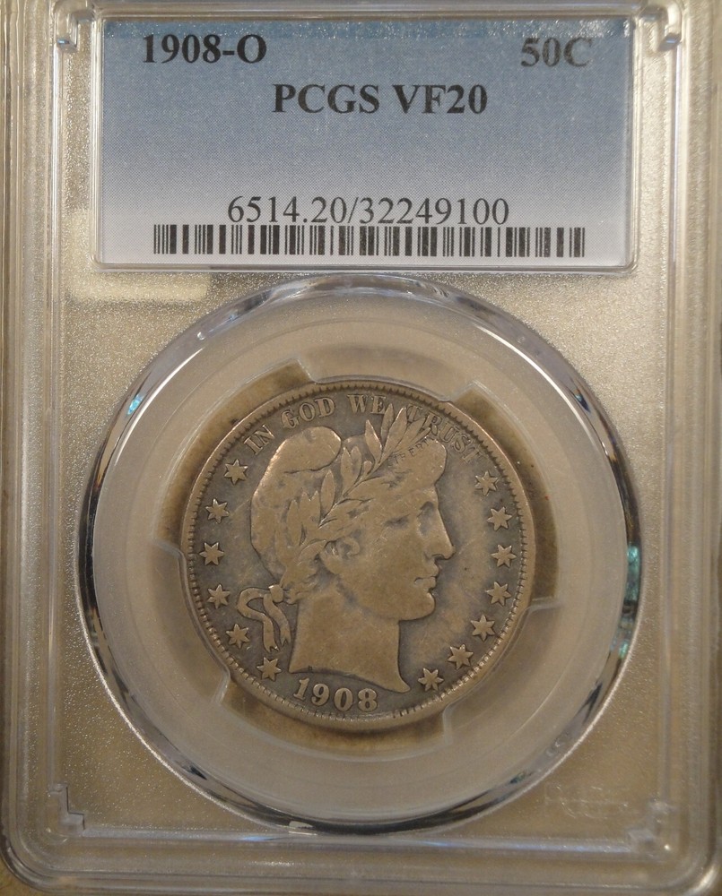 1908-O Barber Half Dollar 50c PCGS Certified VF20