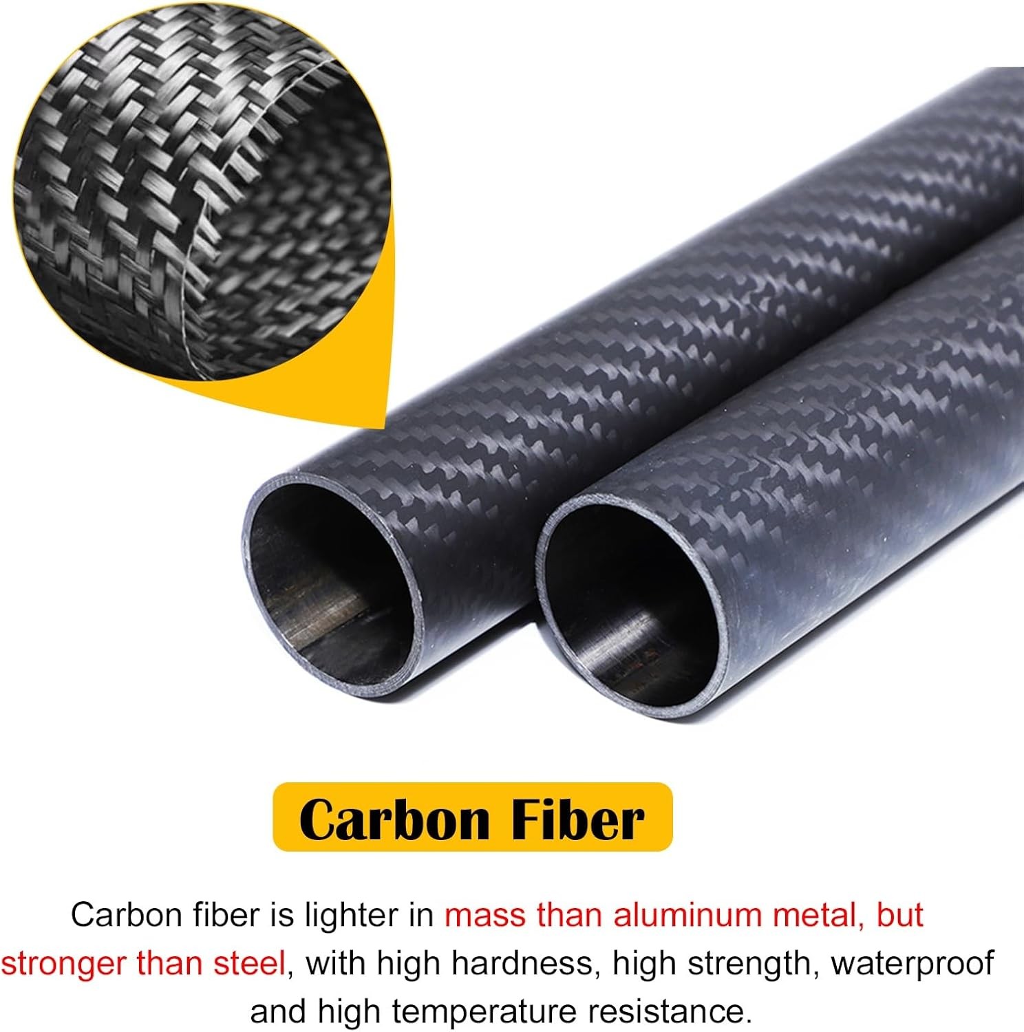 3K Carbon Fiber Tube Gloss Twill 200/300/500 mm OD 5‑50 mm Roll Wrapped