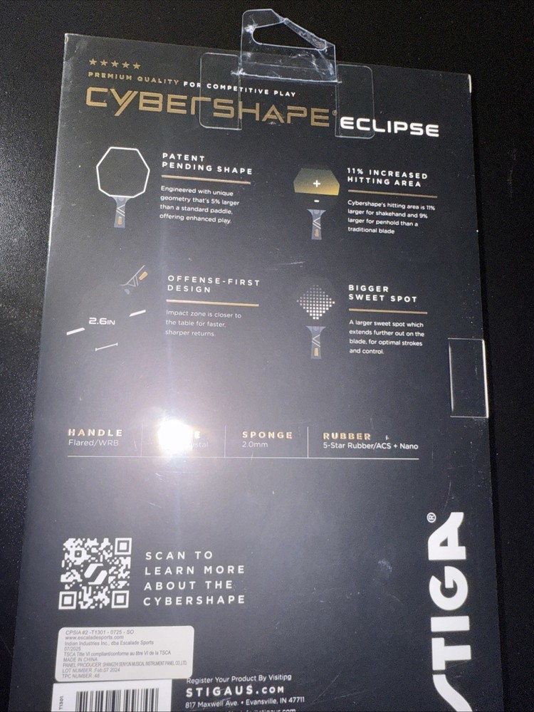 Stiga Cybershape Eclipse Ping Pong Paddle