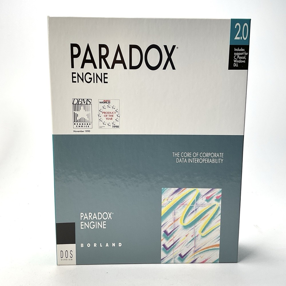 Borland Paradox Engine Version 2.0 DOS Version 3.5” & 5.25” Disk Set Vintage