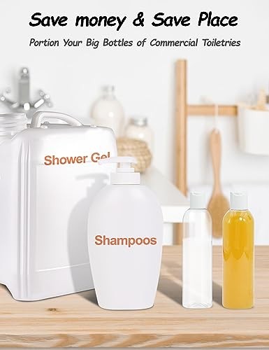 8 oz Clear Plastic Bottles with White Disc Caps Refillable Empty Squeeze 2 Pack