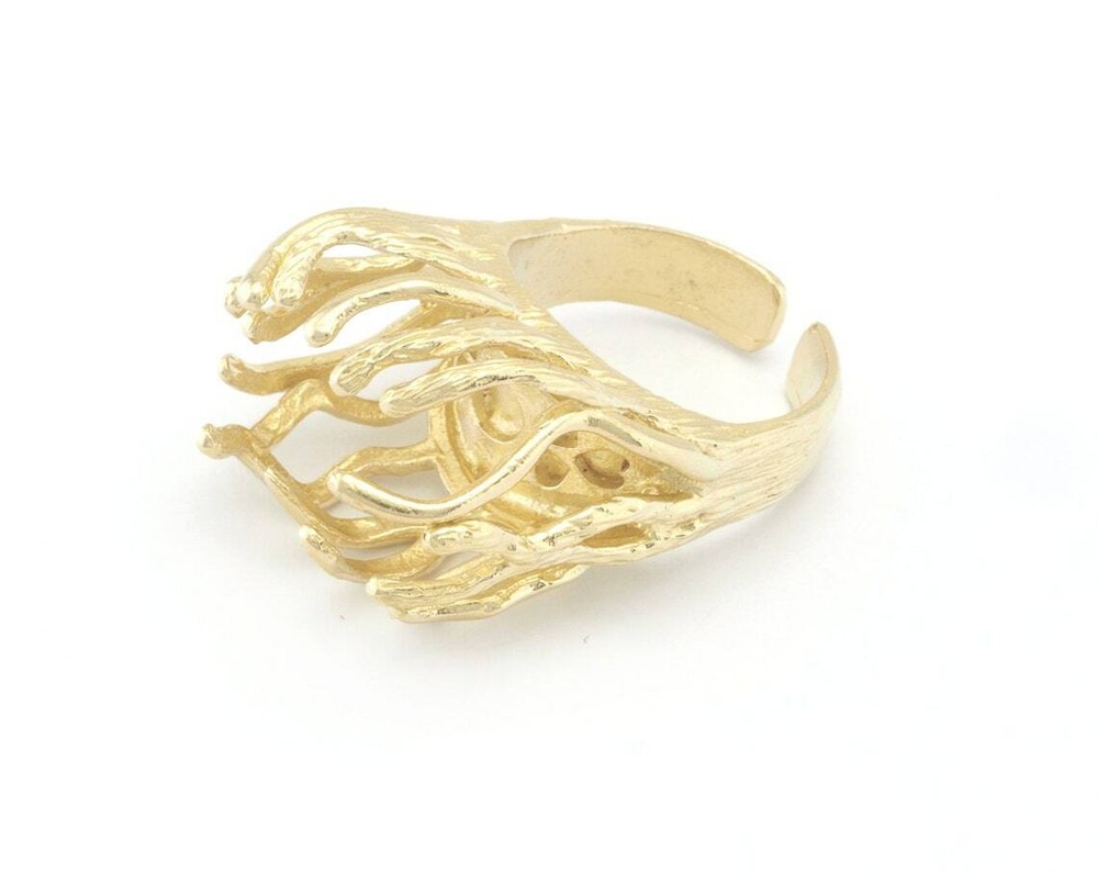 Raw Stone Claw Ring Setting Blank Base Adjustable 18x13mm setting) 6-8US 4772