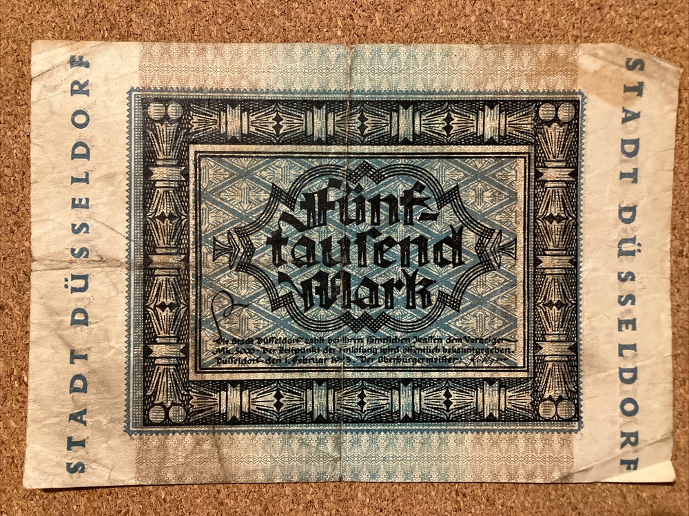Germany Grossgeld Banknote. 5000 Mark. Dated 1923.