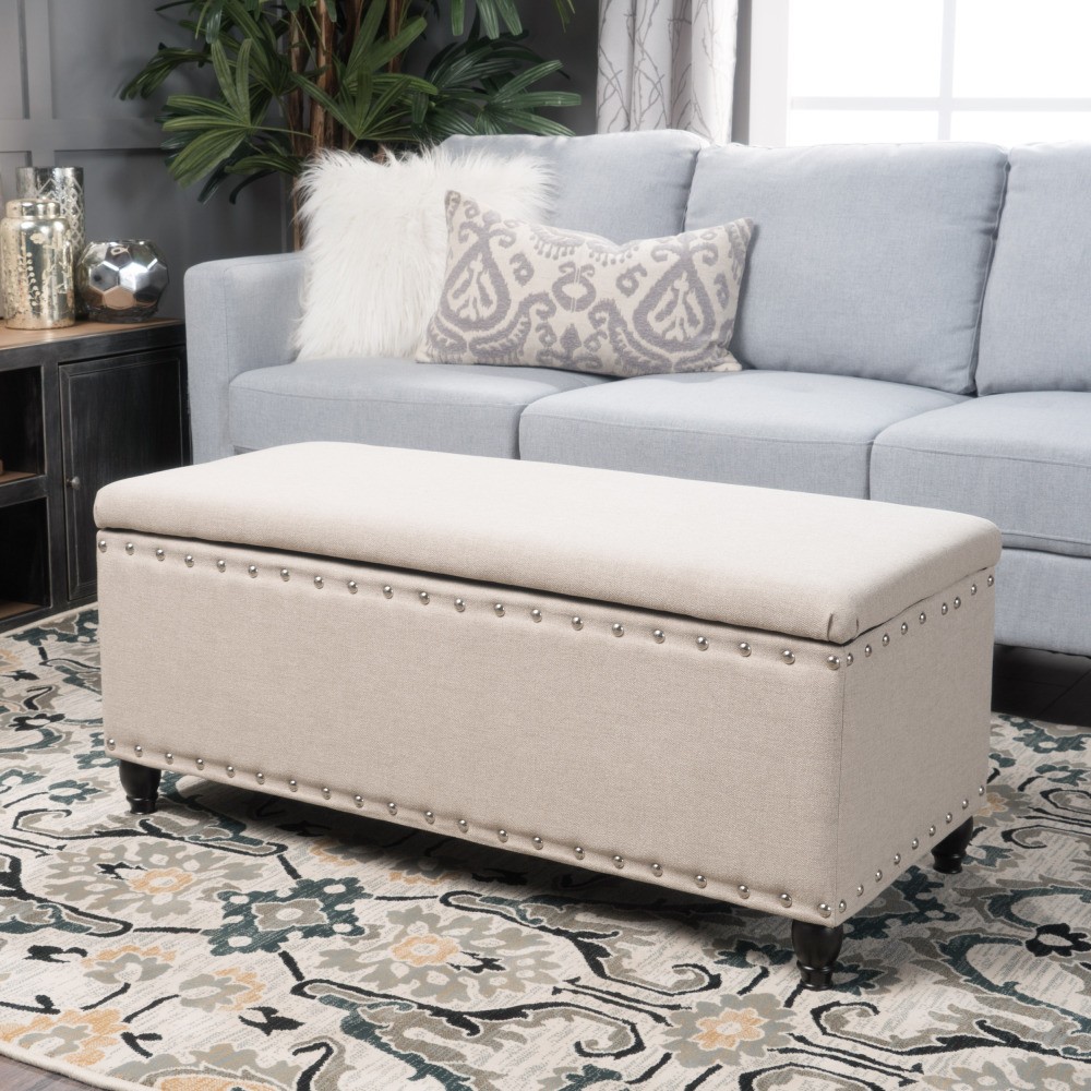 Storage Bench with Birch Legs and Storage Space