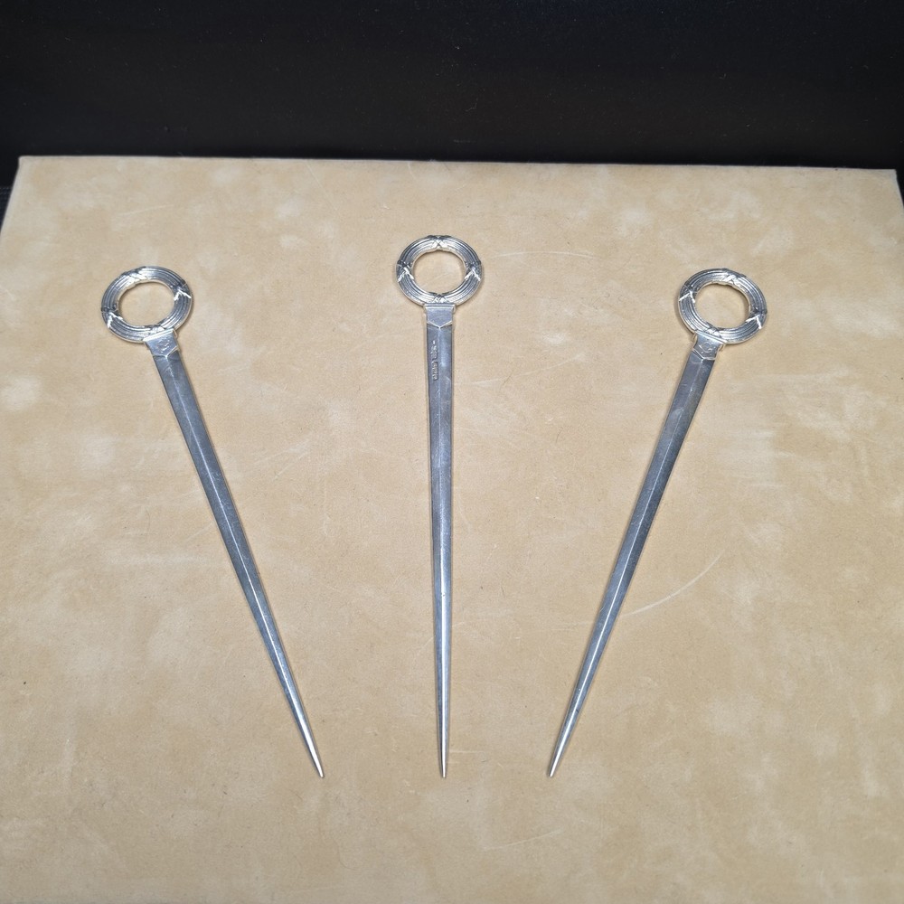 Antique English Solid Silver Hats, Skewers