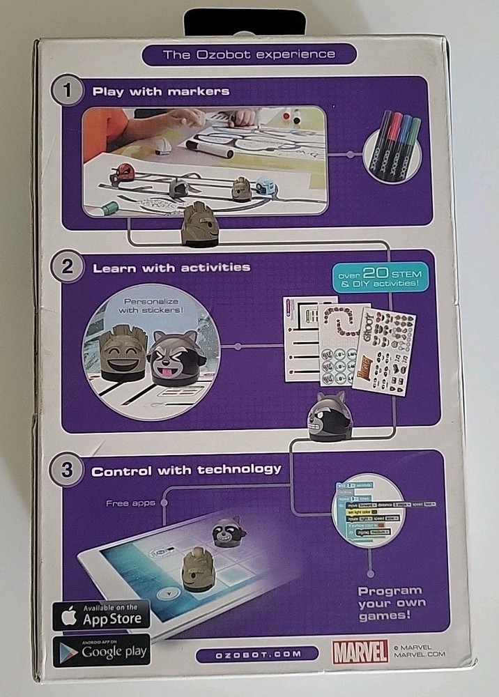 Ozobot Bit Marvel Groot And Rocket Robotics Starter Pack New Sealed