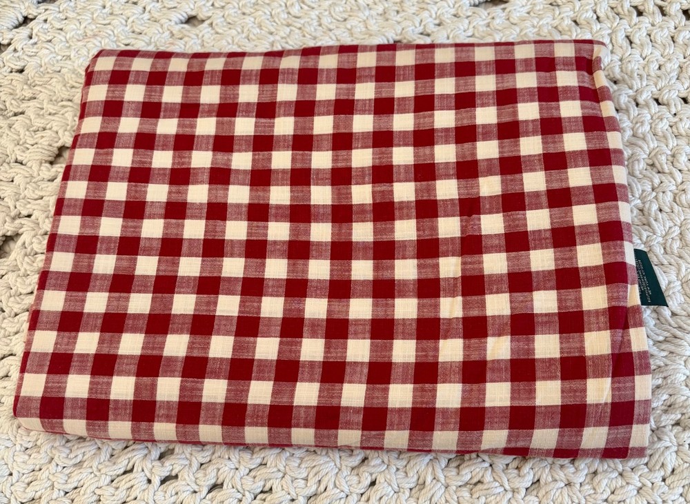 RALPH LAUREN COLD SPRING GINGHAM RED KING FLAT SHEET