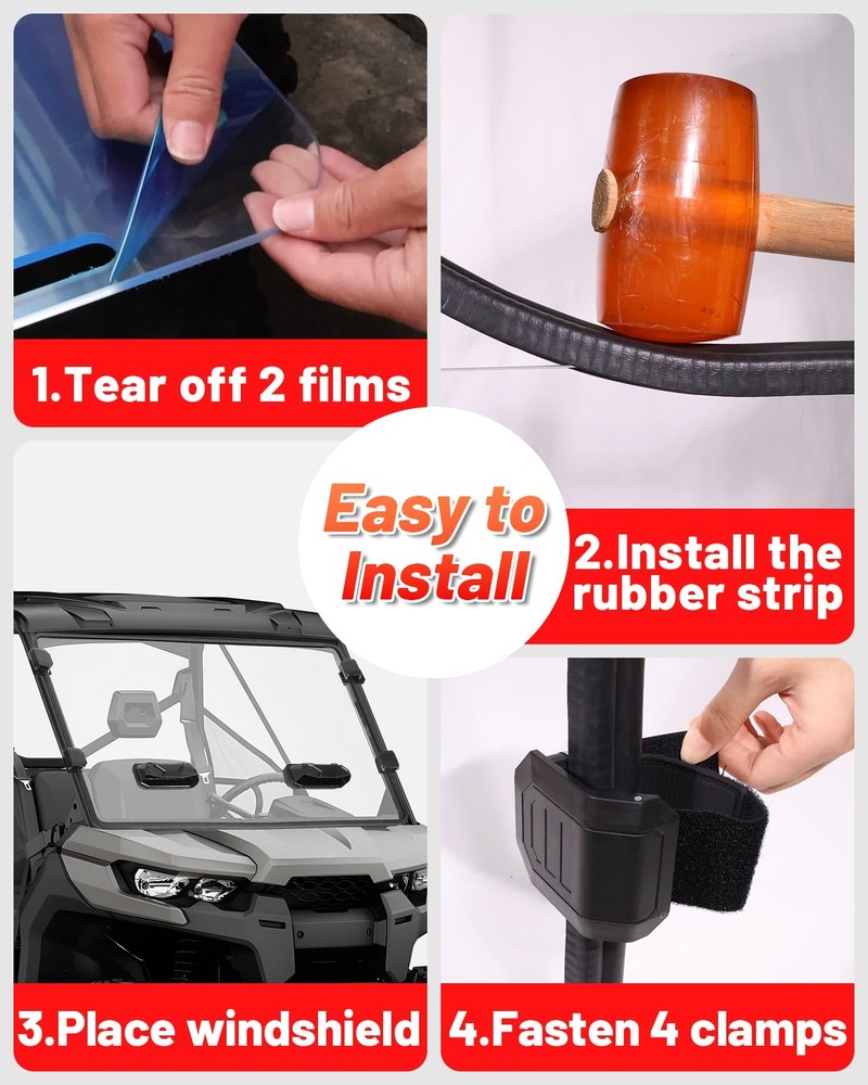 Scratch Resistant Vented Windshield Compatible With 2016-2026 Can-Am Clear