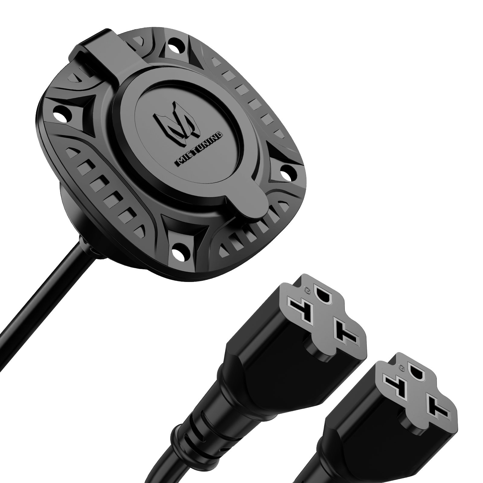 5-in-1 AC Port Plug 20A 125V, Dual 12 AWG Extension Cords for Trailer Truck Boat