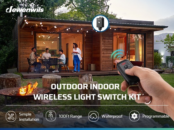 DEWENWILS Wireless Light Switch and Receiver Kit, for Outdoor Lighting, Ceiling