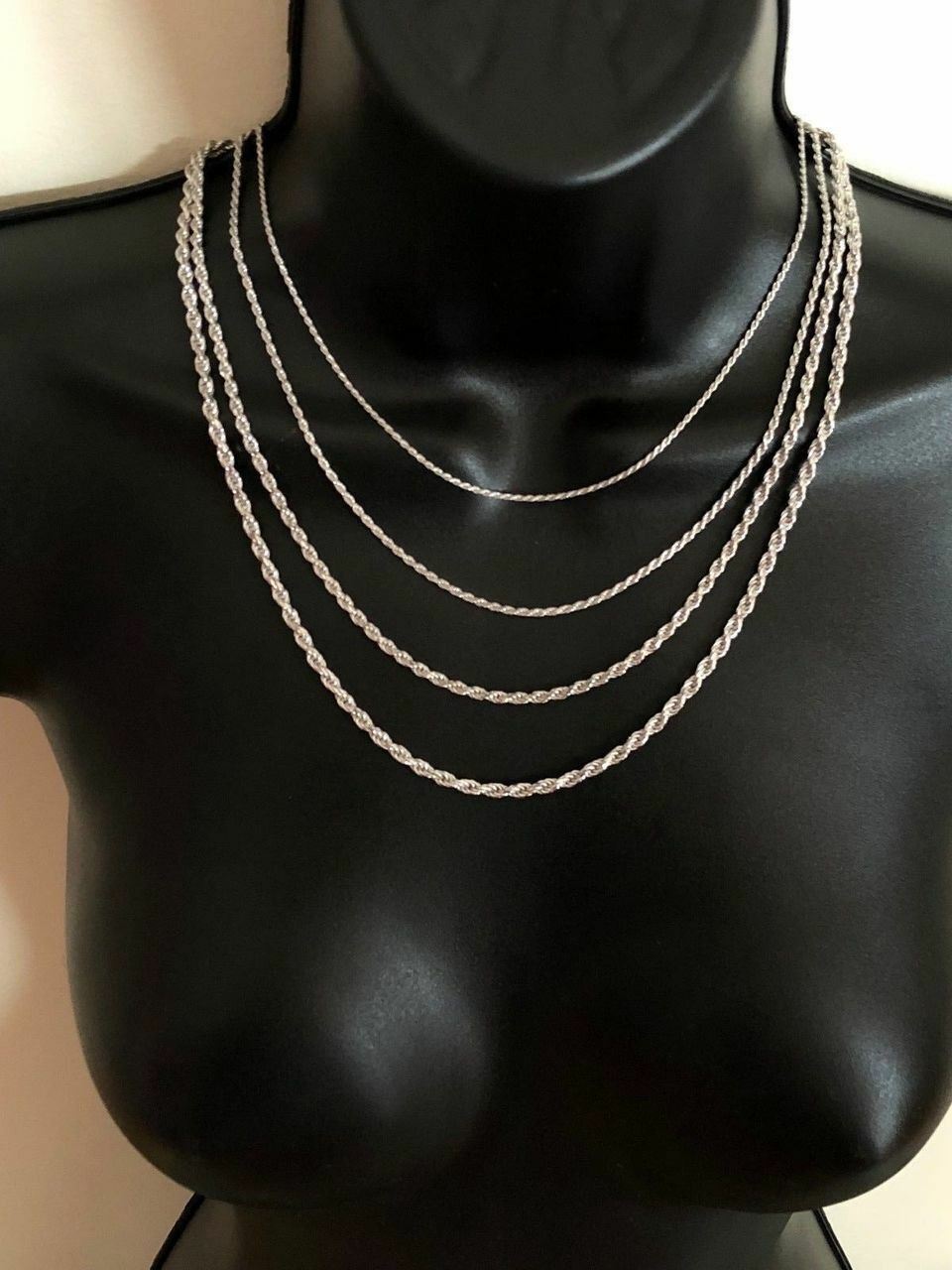 Men's Women's Real Solid 925 Sterling Silver Rope Chain 1.5-5mm 16"-30" ITALY