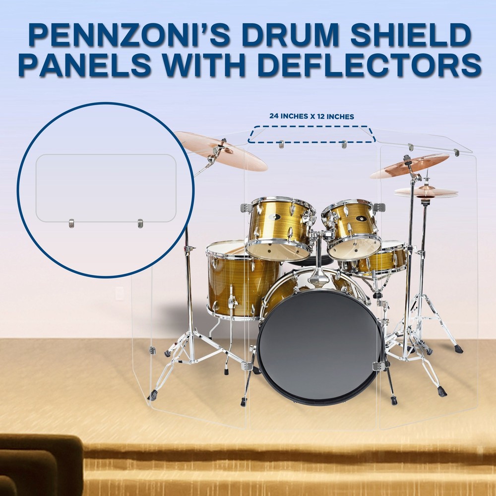 PENNZONI Drum Shield Deflector Panel w/ Chrome Connectors
