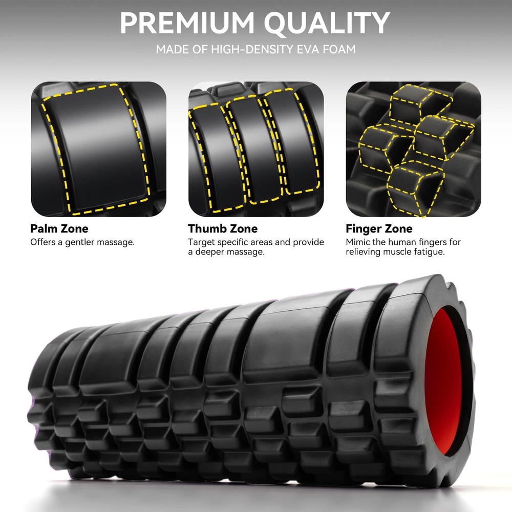 Foam Roller for Deep Tissue Massager, 13" High Density Exercise Patented Roll...