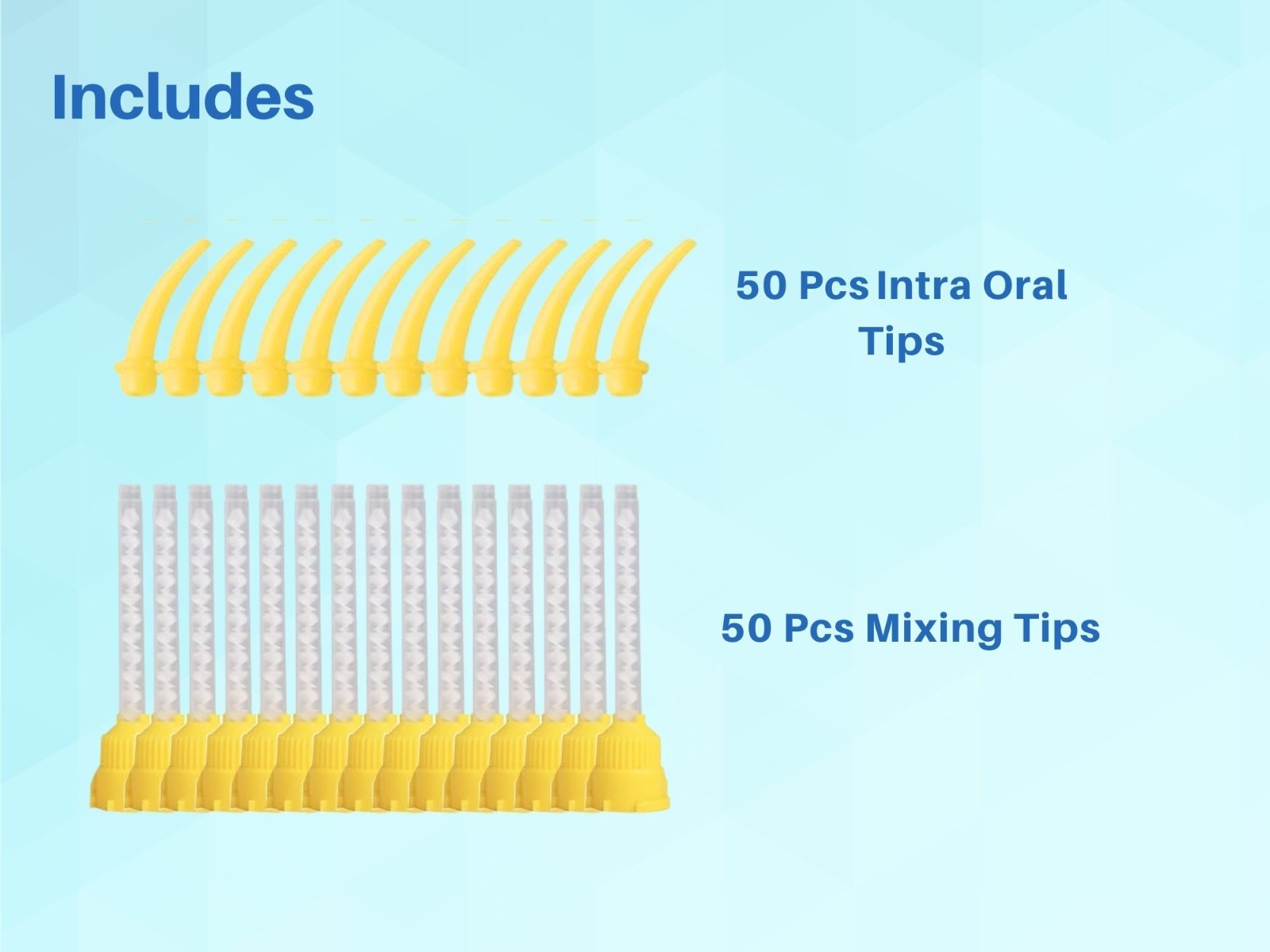 Short Dental Mixing & Intra-Oral Tips 100-Pack, 1:1 Ratio, Yellow 5 cm