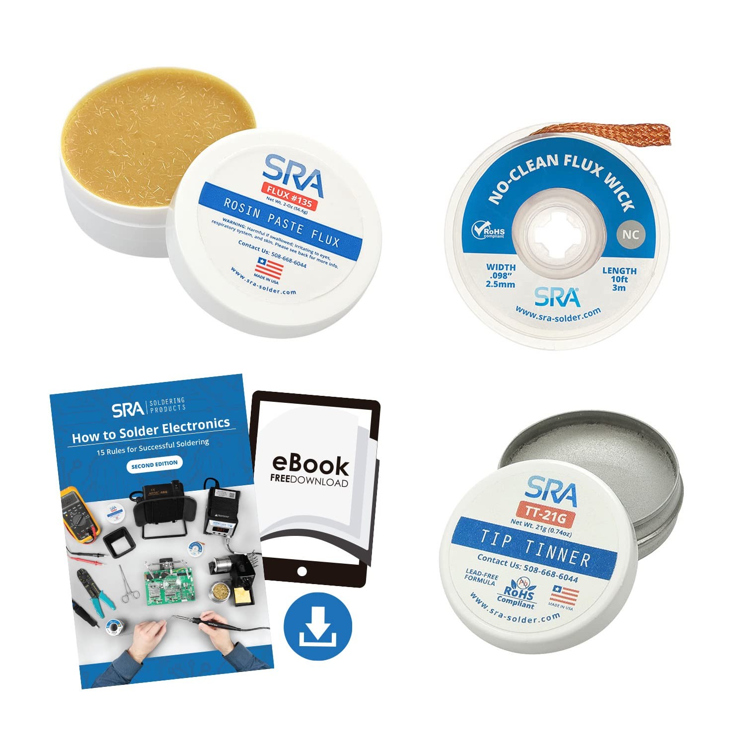 Sra Solder Upgrade Kit Usa Made Rosin Electronics Flux Soldering Paste Lead Free