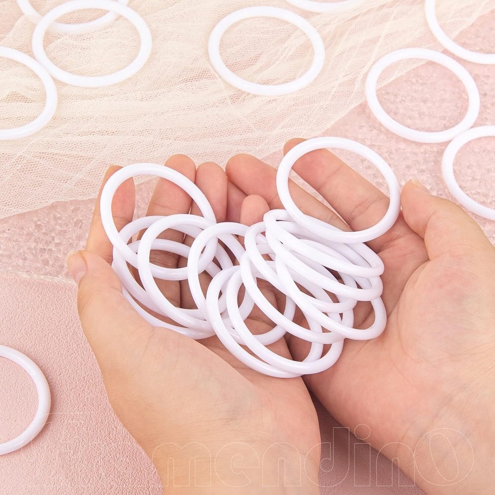 Framendino, 30 Pack 2 Inch White Plastic Catcher Ring Round 30 Pack, 2"
