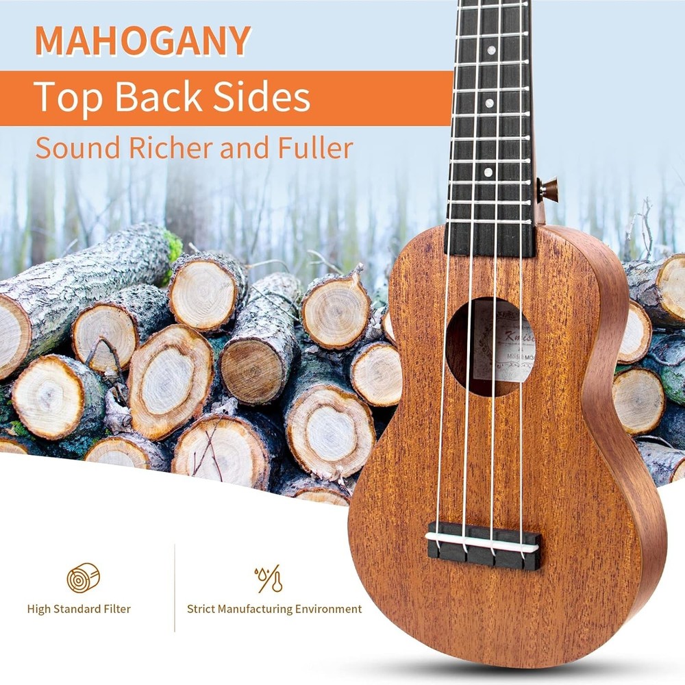 Mini Ukulele 17" Mahogany Nylon Strings Lightweight