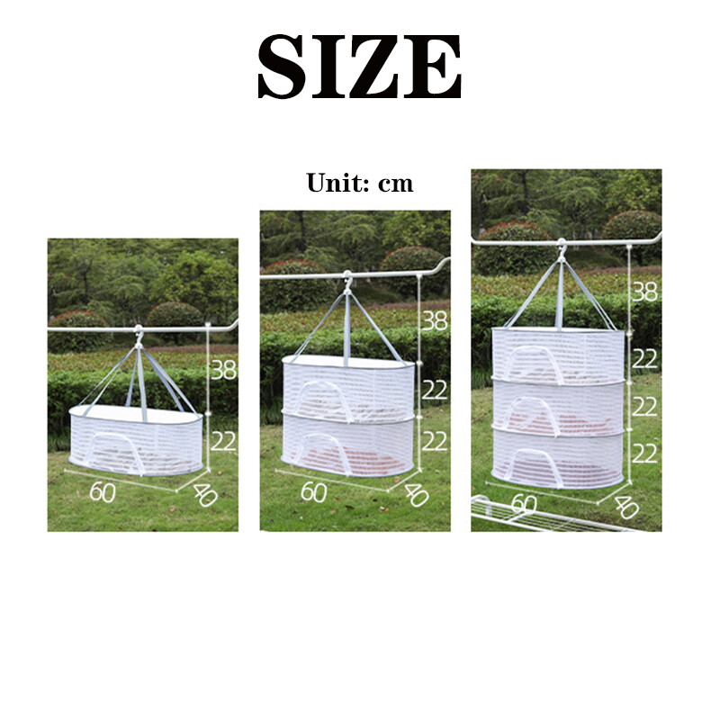 1-3 Layers Folding Drying Net Hanging Net for Vegetable and Fruit Herbs With Zip