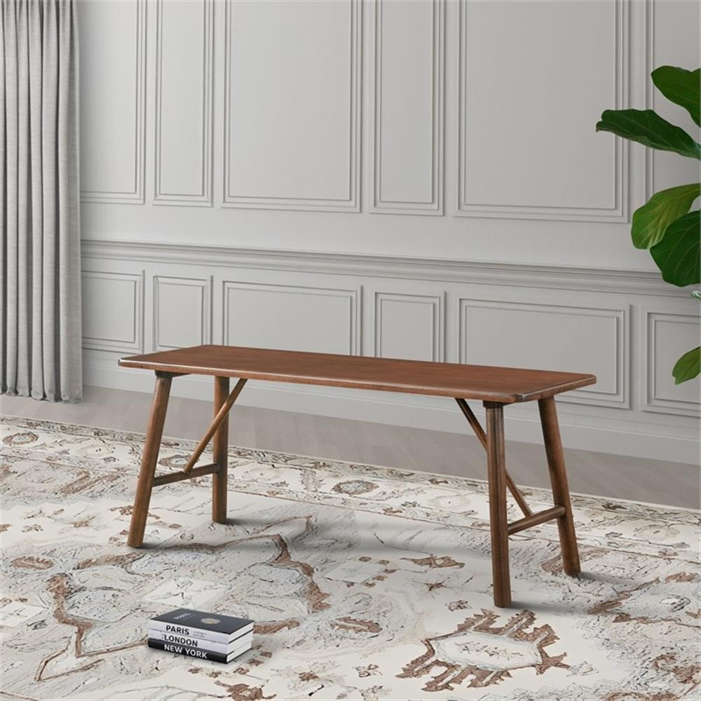 Cluj Mid Century Modern Solid Wood Walnut Dining Bench