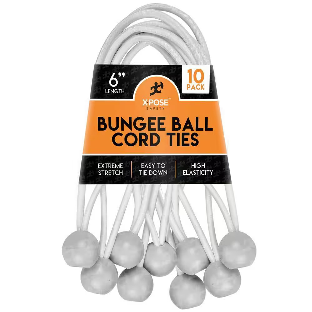 6 In. Ball Bungee - 10 Pack - White - Plastic