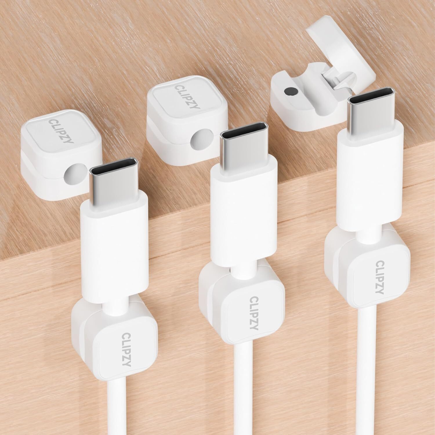 Clipzy 6 Pack Magnetic Cable Clips & Cord Holder, Under Desk Cable Management