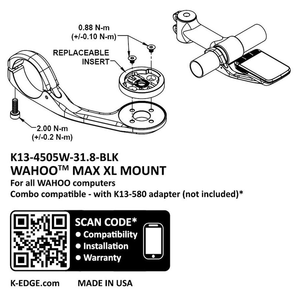 K-Edge Max XL Handlebar Wahoo Computer Mount