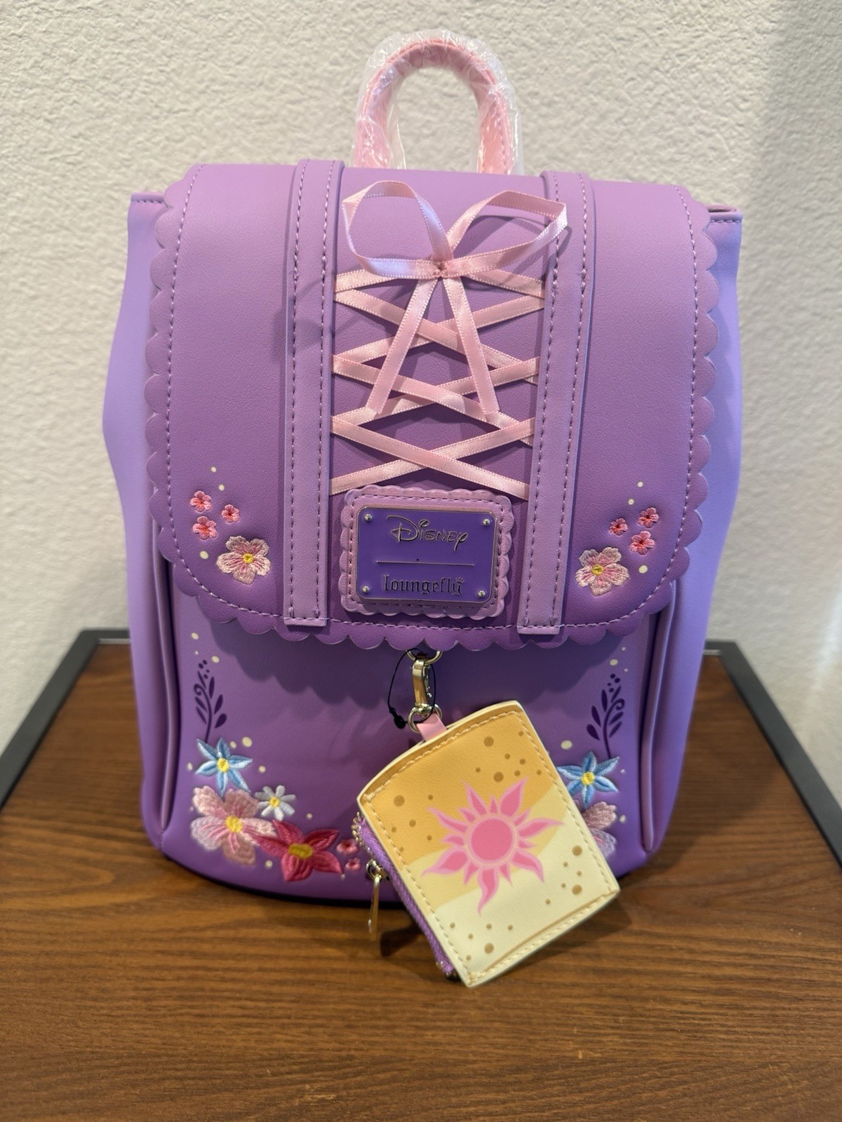 Loungefly Tangled Rapunzel Floral Flap Mini Backpack W/Coin Bag Exclusive NWT