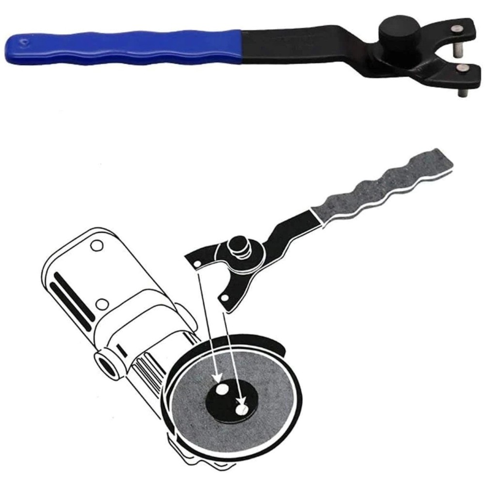 All-Purpose Pin Spanner Tool Adjustable for Grinder Nut Removal Rubber Handle