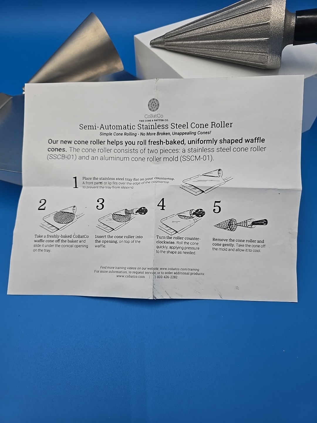 Waffle Cone Maker Ice Cream Roller Mold Big Rolling Forming Tool 10" 2-Piece Set