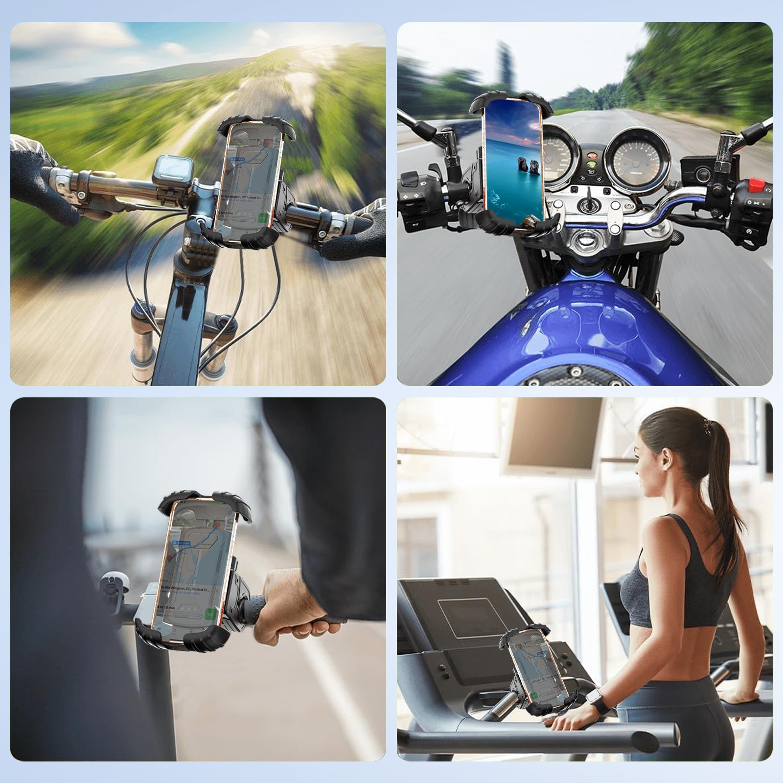 360°Rotation Motorcycle Phone Mount Double Lock Anti-Shake Bike GPS Phone Holder