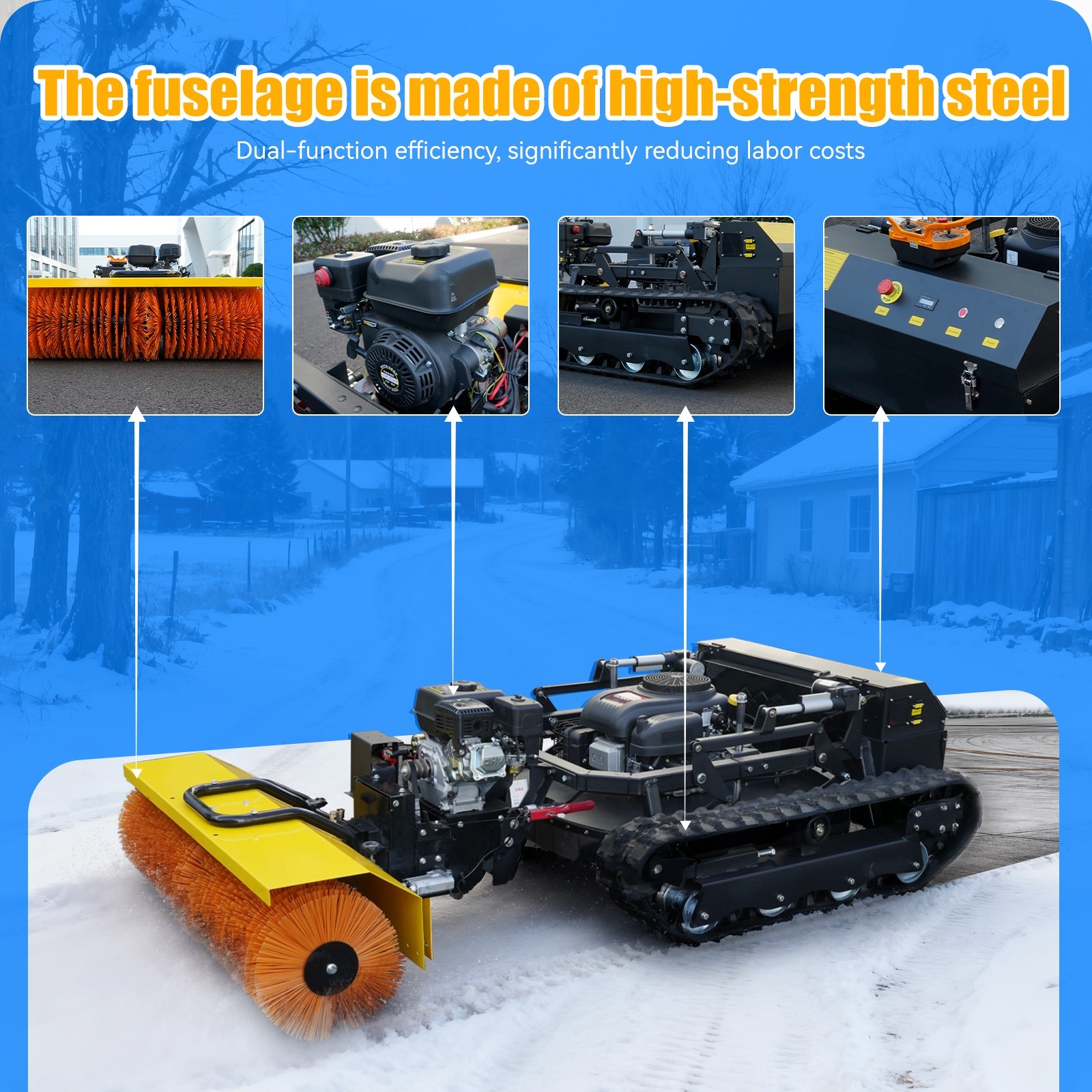 51-inch remote-controlled snow sweeper, electric snow sweeper, lawn mower US