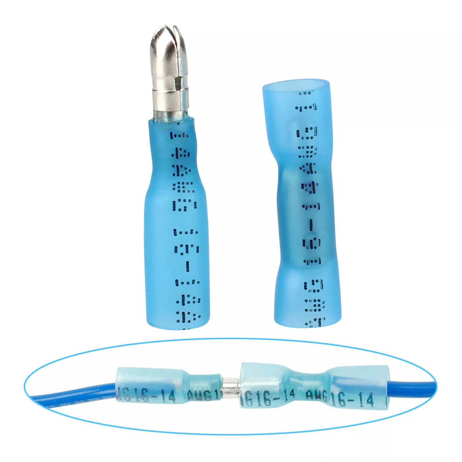 200pcs Heat Shrink Bullet Wire Connectors 22-10AWG Male Female Crimp Terminals