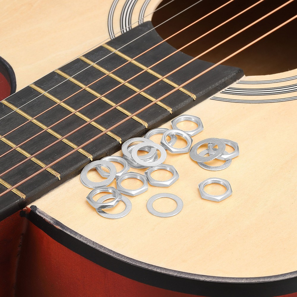 4 Set Guitar Nut and Washers 3/8" Guitar Input Output Jack Socket Nut Silver